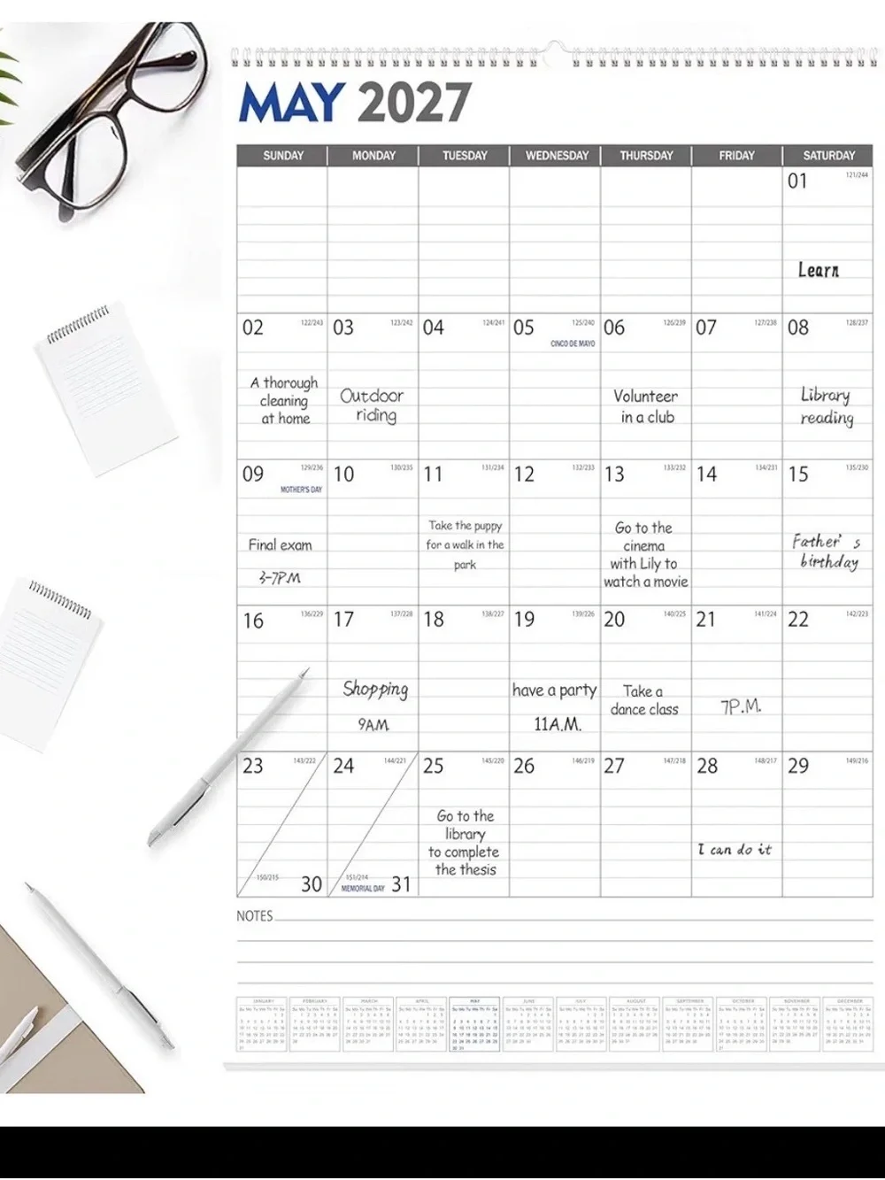 Large 2026-2027 Wall Calendar 18-Month Vertical Planner, 22